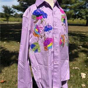 Vibrant Sequin Embellished Purple Shirt